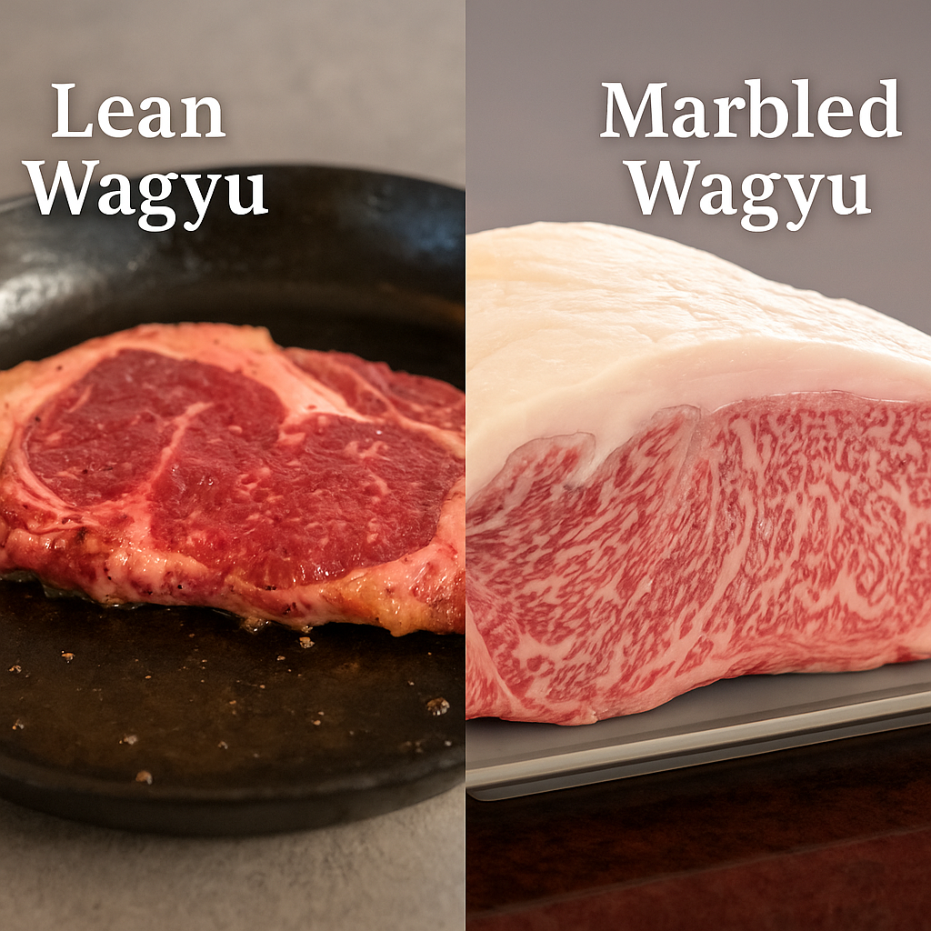 Lean Wagyu vs Marbled Wagyu comparison – side-by-side beef cuts