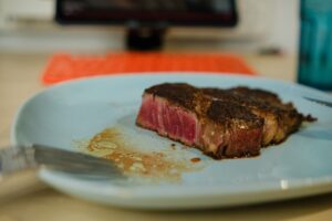 Western-style Wagyu steak served with sauce and garnish