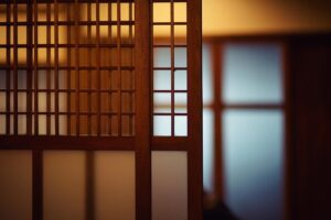 Shoji-style door representing traditional Japanese atmosphere